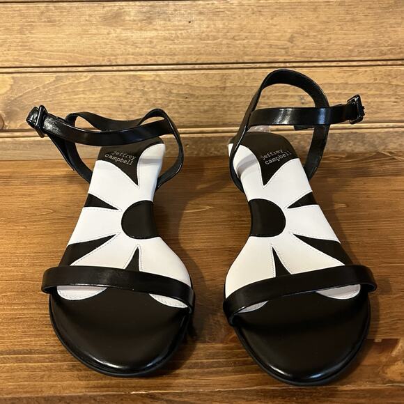 Jeffrey Campbell Women’s Heeled Sandals Size 7.5 Black White Daisy Boho Spring - Picture 6 of 15